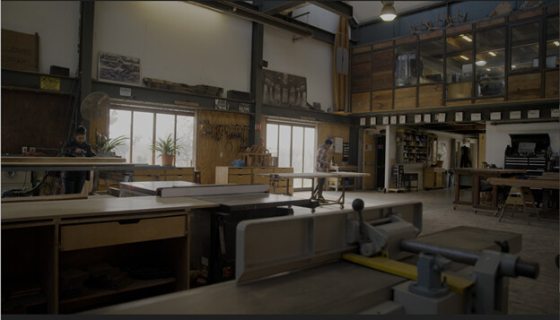 An empty wood and carpentry shop. 